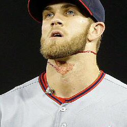 Bryce Harper learns the purpose of the warning track