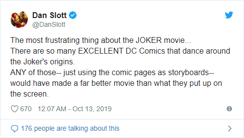 Marvel writer Dan Slott tells people not to watch DC movie 'Joker'