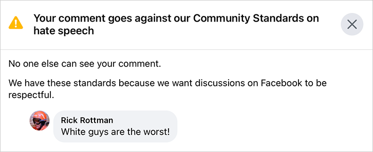 Facebook just accused me of posting hate speech - Bent Corner