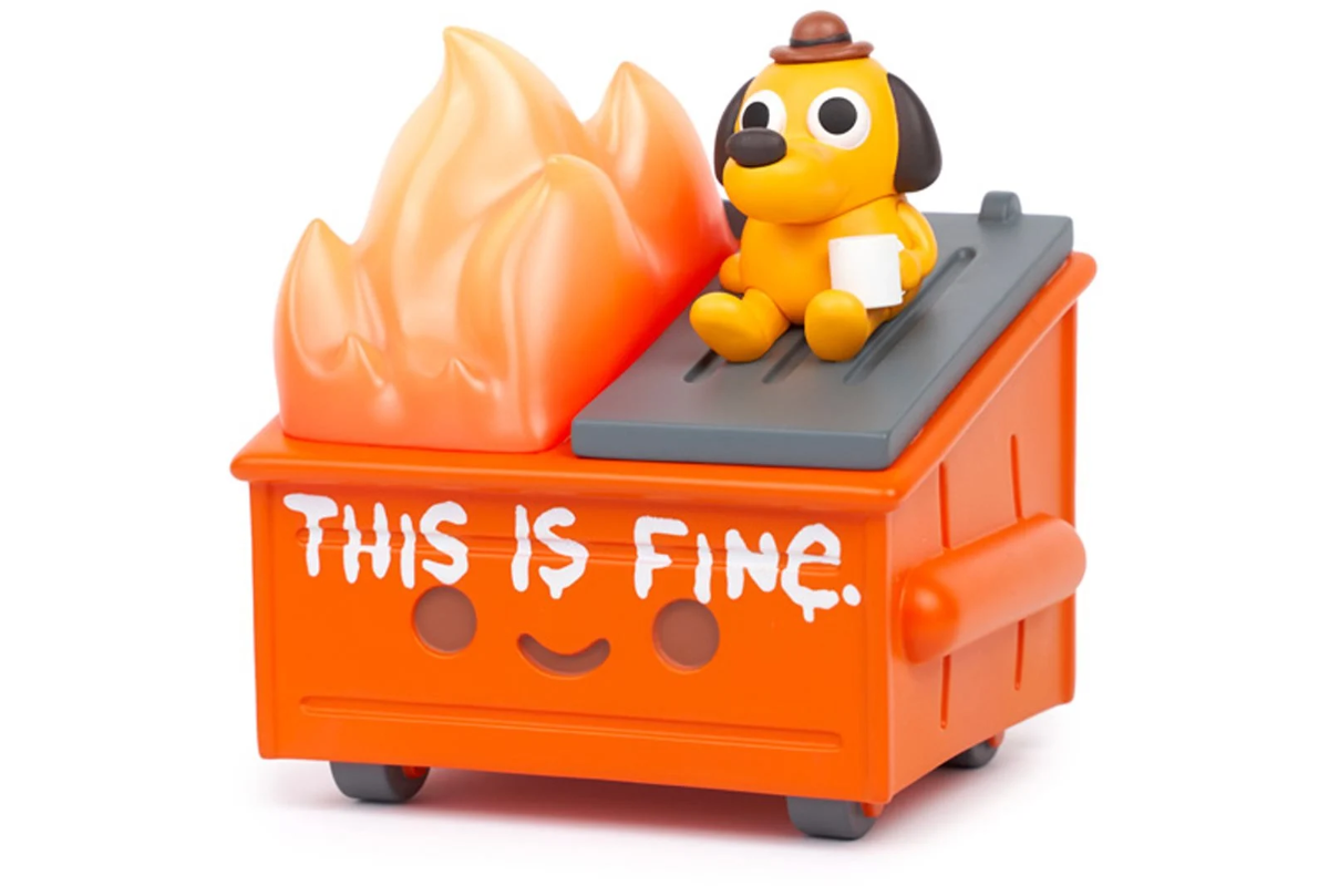 Lil Dumpster Fire 'This Is Fine' vinyl figure – Bent Corner