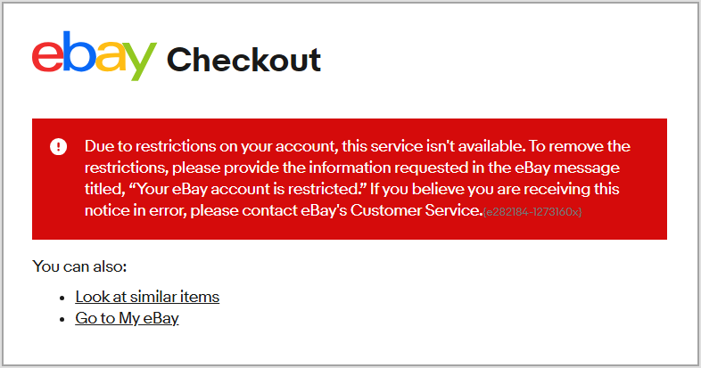 Your eBay account is restricted! - Bent Corner