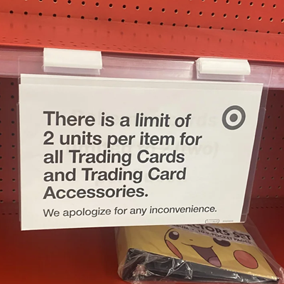 Target purchase limit sign in trading card section